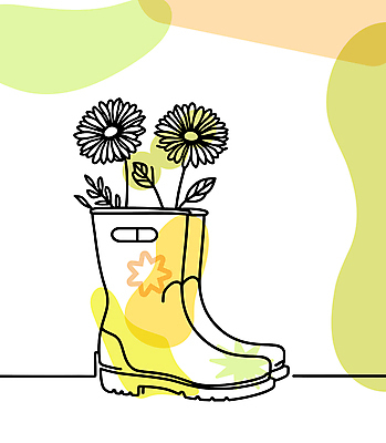 디자인 꽃 무늬 일러스트 장화 사람없음 장식 라인아트 오브젝트 한켤레 국내일러스트 AI파일 식물 1 선 신발 파일형식 벡터