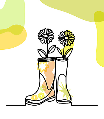 디자인 꽃 무늬 일러스트 장화 사람없음 장식 라인아트 오브젝트 한켤레 국내일러스트 AI파일 식물 1 선 신발 파일형식 벡터