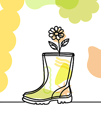 디자인 꽃 무늬 일러스트 장화 사람없음 장식 라인아트 오브젝트 한켤레 국내일러스트 AI파일 식물 1 선 신발 파일형식 벡터