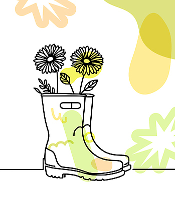 디자인 꽃 무늬 일러스트 장화 사람없음 장식 라인아트 오브젝트 한켤레 국내일러스트 AI파일 식물 1 선 신발 파일형식 벡터