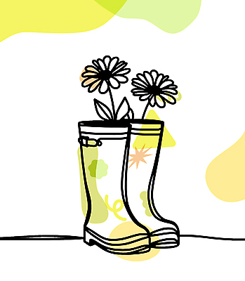 디자인 꽃 무늬 일러스트 장화 사람없음 장식 라인아트 오브젝트 한켤레 국내일러스트 AI파일 식물 1 선 신발 파일형식 벡터