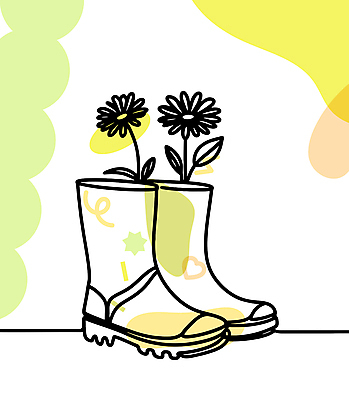 디자인 꽃 무늬 일러스트 장화 사람없음 장식 라인아트 오브젝트 한켤레 국내일러스트 AI파일 식물 1 선 신발 파일형식 벡터