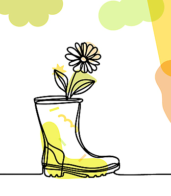 디자인 꽃 무늬 일러스트 장화 사람없음 장식 라인아트 오브젝트 한켤레 국내일러스트 AI파일 식물 1 선 신발 파일형식 벡터