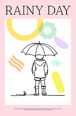 패션 남자 어린이 무늬 일러스트 우산 장화 한명 들기 소년 비 소년한명만 벡터 국내일러스트 AI파일 자연요소 1 신발 모션 날씨 사람 남자한명만 소년만 파일형식