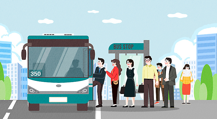 PSD 여자 남자 일러스트 버스 여러명 성인 도시 버스정류장 승차 질서 줄서기 성인만 국내일러스트 육상교통 다수 모션 대중교통 사람 예절 역 파일형식