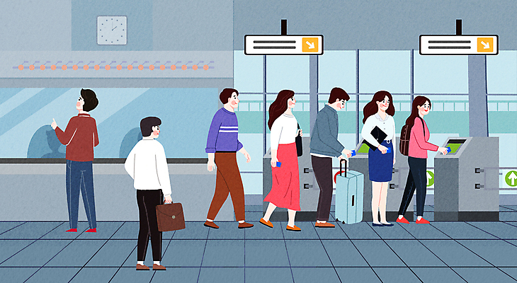 PSD 여자 남자 일러스트 표시 들기 여러명 성인 질서 전철역 개찰구 교통카드 줄서기 성인만 국내일러스트 다수 모션 사람 예절 신용카드 역 파일형식