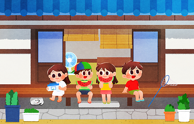 전신 PSD 구름 여자 남자 화분 화초 어린이 일러스트 방학 휴식 수박 앉기 소녀 소년 여러명 여름 선풍기 먹기 즐거움 시골집 채집망 놀기 채집통 어린이만 국내일러스트 자연요소 식물 계절 감정 다수 컨셉 과일 모션 휴가 주택 통 사람 가전제품 파일형식