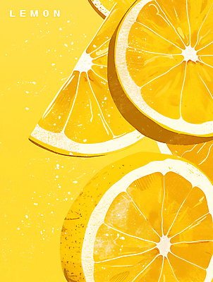 PSD 포스터 조각 백그라운드 일러스트 단면 사람없음 여름 노란색 빈티지 레몬 상큼 국내일러스트 계절 컬러 컨셉 과일 파일형식