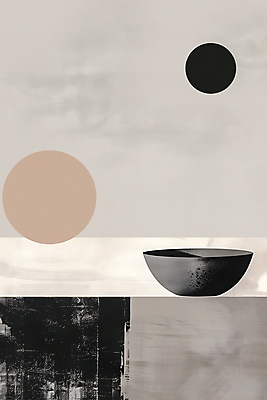 JPG 그릇 포스터 예술 일러스트 추상 사람없음 고요 회색 우아함 모던 심플 예술품 국내일러스트 AI일러스트 AI콘텐츠 식기 컬러 컨셉 무늬 파일형식