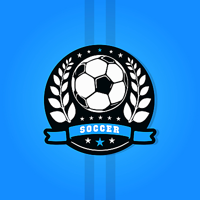 리본 스포츠 일러스트 축구공 사람없음 파란색 축구 심볼 배지 월계수 국내일러스트 AI파일 컬러 공 축구용품 구기 파일형식 벡터