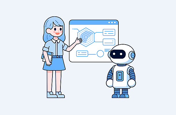 여자 일러스트 그래프 기술 설명 한명 들기 성인 파란색 디지털 정보 가리킴 프레젠테이션 로봇 성인여자한명만 AI_인공지능 국내일러스트 AI파일 1 컬러 모션 사람 손짓 여자한명만 성인여자만 파일형식 벡터