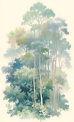 JPG 나무 일러스트 자연 풍경 사람없음 초록색 여름 분위기 국내일러스트 AI일러스트 AI콘텐츠 식물 계절 컬러 컨셉 생태계 파일형식