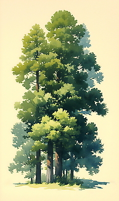 JPG 나무 일러스트 자연 풍경 사람없음 초록색 여름 분위기 국내일러스트 AI일러스트 AI콘텐츠 식물 계절 컬러 컨셉 생태계 파일형식