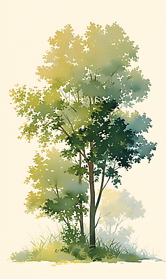 JPG 나무 일러스트 자연 풍경 사람없음 초록색 여름 분위기 국내일러스트 AI일러스트 AI콘텐츠 식물 계절 컬러 컨셉 생태계 파일형식