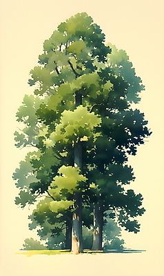 JPG 나무 일러스트 자연 풍경 사람없음 초록색 여름 분위기 국내일러스트 AI일러스트 AI콘텐츠 식물 계절 컬러 컨셉 생태계 파일형식