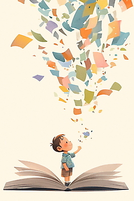 JPG 교육 남자 어린이 일러스트 한명 소년 책 컬러풀 독서 즐거움 색종이 상상력 창의력 소년한명만 국내일러스트 AI일러스트 AI콘텐츠 1 감정 종이 컬러 사람 남자한명만 소년만 파일형식