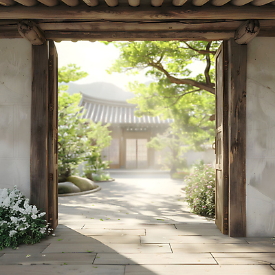JPG 나무 편집이미지 한국전통 전통문화 고건축 한옥 프레임 풍경 사람없음 빛 분위기 나무문 편집실사 AI포토 AI콘텐츠 식물 전통 건축물 문화 컨셉 한국 목재 문 CG 파일형식