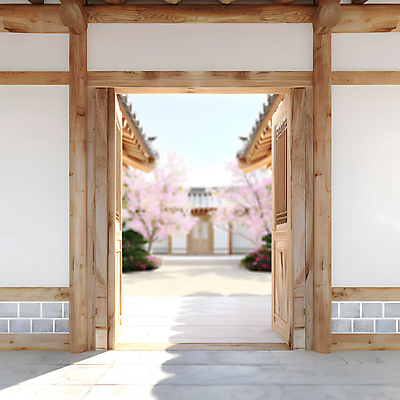 JPG 나무 편집이미지 한국전통 전통문화 고건축 한옥 프레임 풍경 사람없음 빛 분위기 나무문 편집실사 AI포토 AI콘텐츠 식물 전통 건축물 문화 컨셉 한국 목재 문 CG 파일형식