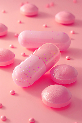 JPG 편집이미지 분홍색 사람없음 알약 건강관리 영양제 치료제 편집소스 편집실사 AI컴퓨터그래픽 AI콘텐츠 컬러 건강 관리 약 CG 파일형식