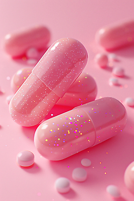 JPG 편집이미지 분홍색 사람없음 반짝임 알약 건강관리 영양제 치료제 편집소스 편집실사 AI컴퓨터그래픽 AI콘텐츠 컬러 모션 건강 관리 약 CG 파일형식