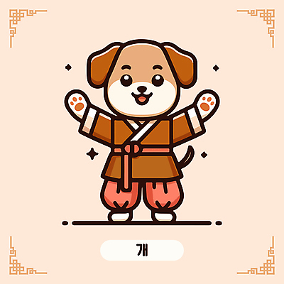 캐릭터 한국문화 전통문화 일러스트 미소 사람없음 갈색 귀여움 십이지신 개띠 한복 십이지신캐릭터 손인사 개캐릭터 일러캐릭터 AI파일 동양문화 한국전통 전통 문화 컬러 동물캐릭터 컨셉 한국 표정 인사 개 전통의상 파일형식 벡터