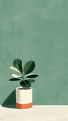 JPG 편집이미지 화분 벽 실내 그림자 사람없음 초록색 인테리어 원예 고무나무 카피스페이스 공기정화식물 미니멀 편집실사 AI포토 AI콘텐츠 나무 식물 디자인 컬러 취미 내부 공백 CG 파일형식