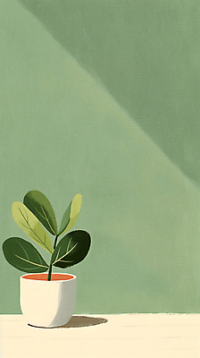 JPG 편집이미지 화분 벽 실내 그림자 사람없음 초록색 인테리어 원예 고무나무 카피스페이스 공기정화식물 미니멀 편집실사 AI포토 AI콘텐츠 나무 식물 디자인 컬러 취미 내부 공백 CG 파일형식