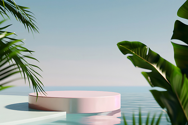 JPG 편집이미지 하늘 열대 수영장 사람없음 여름 맑음 야자수잎 단상 포디움 편집실사 AI포토 AI콘텐츠 계절 잎 날씨 무대 CG 파일형식