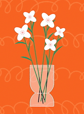 화분 곡선 일러스트 사람없음 장식 인테리어 꽃병 주황색 흰색 엽서 꾸미기 국내일러스트 AI파일 카드프레임 디자인 꽃 선 컬러 프레임 편지 파일형식 벡터