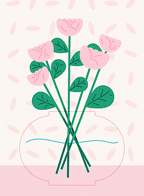 분홍색 패턴 일러스트 사람없음 장식 인테리어 장미 꽃병 엽서 꾸미기 국내일러스트 AI파일 카드프레임 디자인 꽃 컬러 무늬 프레임 편지 파일형식 벡터