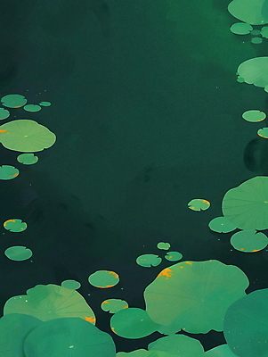 JPG 일러스트 자연 사람없음 초록색 고요 연못 수면 수중식물 연잎 국내일러스트 AI일러스트 AI콘텐츠 식물 컬러 잎 물 생태계 파일형식