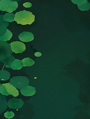 JPG 일러스트 자연 사람없음 초록색 고요 연못 수면 수중식물 연잎 국내일러스트 AI일러스트 AI콘텐츠 식물 컬러 잎 물 생태계 파일형식