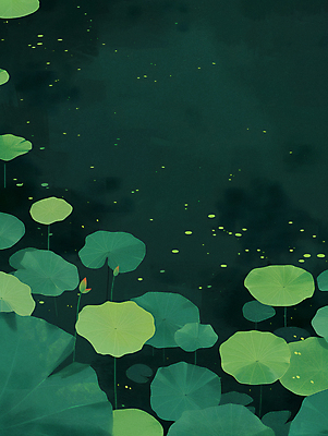 JPG 일러스트 자연 사람없음 초록색 고요 연못 수면 수중식물 연잎 국내일러스트 AI일러스트 AI콘텐츠 식물 컬러 잎 물 생태계 파일형식