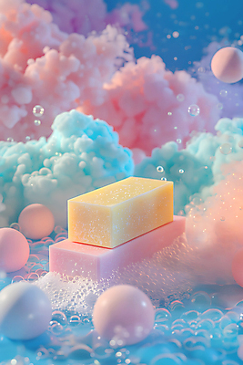 JPG 구름 편집이미지 분홍색 사람없음 파란색 청결 원형 비눗방울 위생 비누 비누거품 파스텔톤 편집소스 편집실사 AI컴퓨터그래픽 AI콘텐츠 자연요소 도형 컬러 위생용품 거품 CG 파일형식