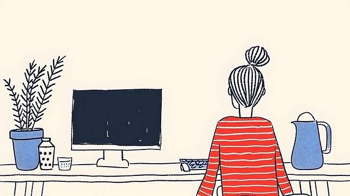 JPG 식물 여자 화분 일러스트 실내 한명 상반신 성인 모니터 업무 작업 디자이너 책상 드로잉 재택근무 프리랜서 성인여자한명만 국내일러스트 AI일러스트 AI콘텐츠 직업 1 가구 비즈니스 미술 사람 내부 컴퓨터 여자한명만 성인여자만 파일형식