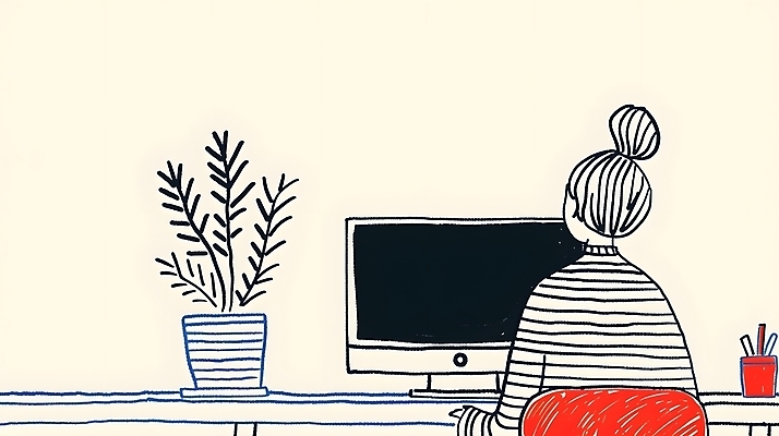 JPG 식물 여자 화분 일러스트 실내 한명 상반신 성인 모니터 업무 작업 디자이너 책상 연필꽂이 드로잉 재택근무 프리랜서 성인여자한명만 국내일러스트 AI일러스트 AI콘텐츠 직업 1 가구 비즈니스 문구용품 미술 사람 내부 컴퓨터 여자한명만 성인여자만 파일형식