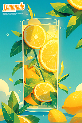 PSD 편집이미지 포스터 잎 잔 사람없음 여름 노란색 레몬 레모네이드 청록색 상큼 이미지편집 식물 식기 계절 컬러 과일 에이드 파일형식