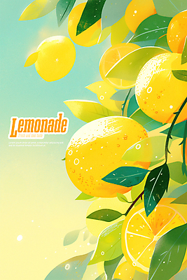 PSD 편집이미지 포스터 잎 사람없음 여름 노란색 레몬 상큼 이미지편집 식물 계절 컬러 과일 파일형식