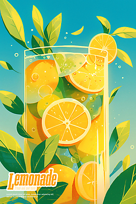 PSD 편집이미지 포스터 잎 잔 사람없음 여름 노란색 레몬 레모네이드 청록색 상큼 이미지편집 식물 식기 계절 컬러 과일 에이드 파일형식