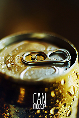 PSD 편집이미지 사람없음 금색 물방울 캔 캔음료 목업 편집소스 이미지편집 음료 컬러 파일형식