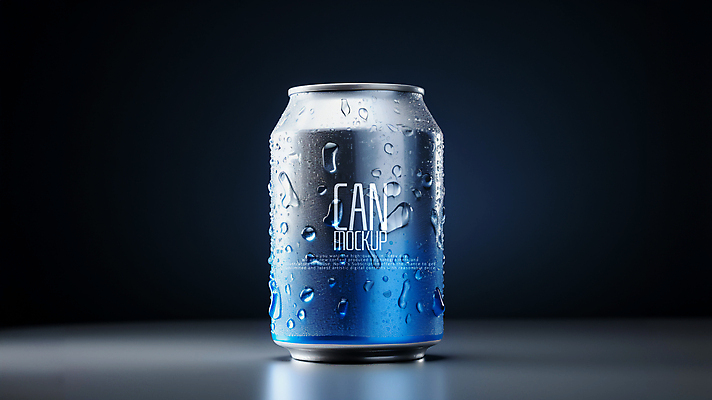 PSD 편집이미지 사람없음 파란색 어둠 물방울 캔 캔음료 목업 편집소스 이미지편집 음료 컬러 파일형식