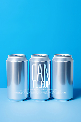 PSD 편집이미지 사람없음 세개 캔 은색 목업 카피스페이스 편집소스 이미지편집 컬러 3 공백 파일형식