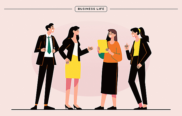 전신 여자 남자 일러스트 커뮤니케이션 함께함 대화 서기 들기 정장 여러명 성인 태블릿 비즈니스맨 비즈니스우먼 성인만 국내일러스트 AI파일 옷 다수 컨셉 비즈니스 모션 말하기 사람 전자제품 스마트기기 직장인 파일형식 벡터