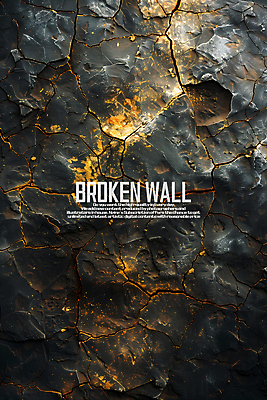 PSD 편집이미지 벽 백그라운드 사람없음 검은색 손상 금색 균열 질감 편집소스 이미지편집 컬러 컨셉 모션 파일형식