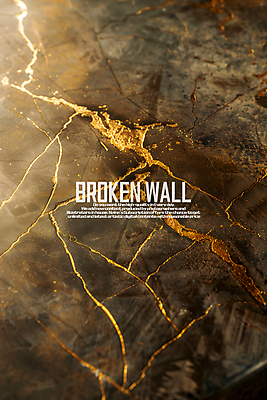 PSD 편집이미지 벽 백그라운드 사람없음 갈색 손상 금색 균열 질감 편집소스 이미지편집 컬러 컨셉 모션 파일형식