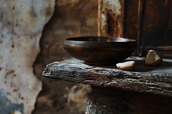 JPG 편집이미지 자연 탁자 사람없음 인테리어 돌_바위 디지털합성 오브젝트 친환경 질감 나무그릇 편집실사 AI포토 AI콘텐츠 그릇 디자인 가구 목재 환경 CG 생태계 파일형식