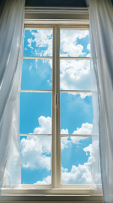 JPG 구름 편집이미지 창문 하늘 사람없음 맑음 커튼 디지털합성 감성 편집소스 편집실사 AI포토 AI콘텐츠 자연요소 컨셉 날씨 CG 파일형식