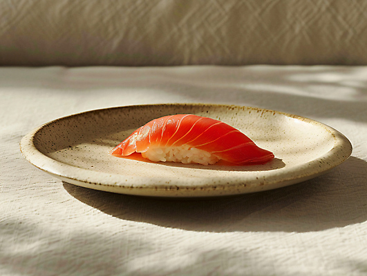 JPG 편집이미지 접시 그림자 사람없음 디지털합성 심플 참치회 미니멀 참치초밥 편집실사 AI포토 AI콘텐츠 식기 초밥 생선회 CG 파일형식