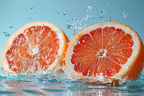 JPG 편집이미지 단면 사람없음 물 물방울 신선 자몽 디지털합성 스플래쉬 편집실사 AI컴퓨터그래픽 AI콘텐츠 자연요소 과일 CG 파일형식