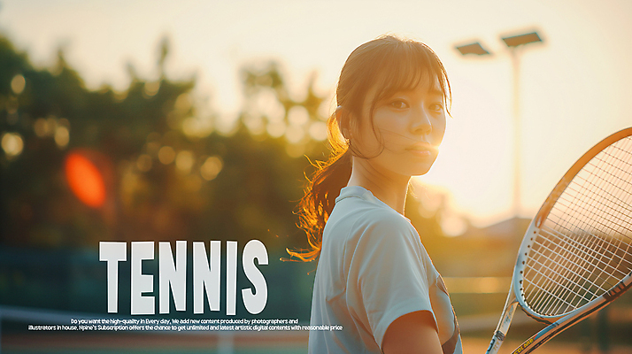 PSD 편집이미지 응시 여자 한명 들기 상반신 성인 햇빛 노을 테니스라켓 테니스장 테니스복 의료성형뷰티 성인여자한명만 이미지편집 자연요소 1 시선 스포츠시설 모션 사람 운동복 태양 테니스 라켓 여자한명만 성인여자만 파일형식